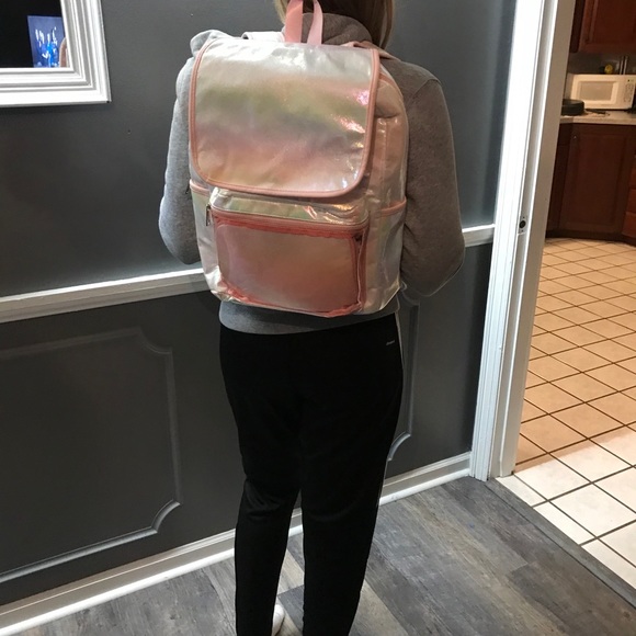 Iridescent Pink Rainbow Full size back pack NWT - Picture 7 of 7